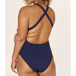 NWT Andie Women's The Tulum One Piece Long Torso Smooth Swimsuit Blue Size XLT